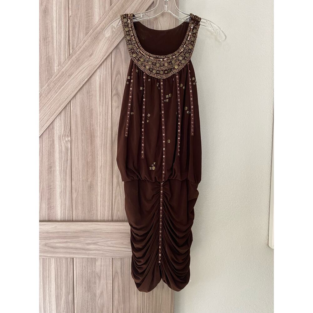 Sue Wong Size 6 Brown With The Blouson Dress